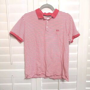Lindbergh Men Polo Shirt Short Sleeves Casual Red Striped Cotton size M Medium